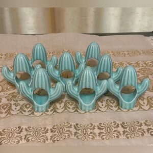 Ceramic Cactus Vintage Southwest Napkin Holders set of 8